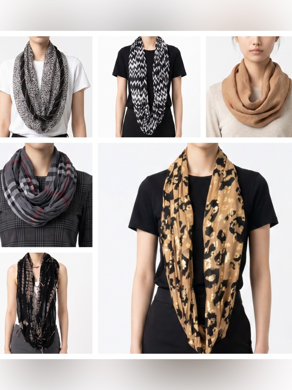 LOT 6 INFINITY SCARVES - Charming Charlie & more!